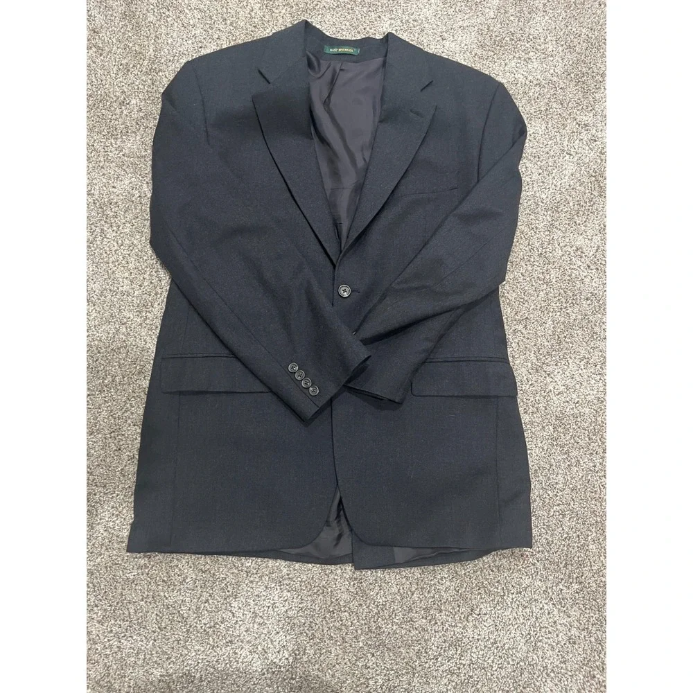 Lauren Ralph Lauren Wool Cashmere Blazer Charcoal Grey Sport Coat Made in Canada